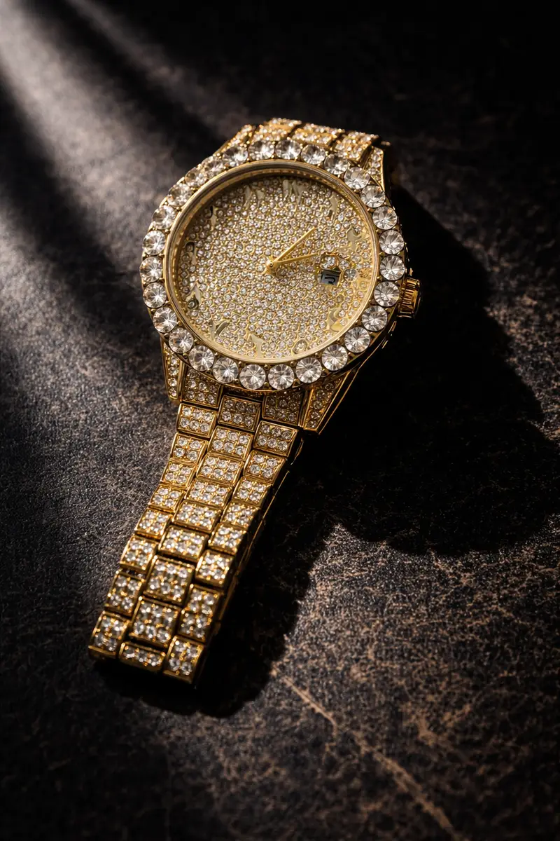 Khrist Golden Analog Stone Studded Watches for Women - Image 4 in Pune